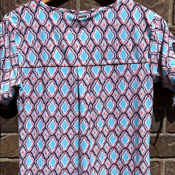 Cabana Life Colorful Geometric Pattern Coral Blue Summer Sun Beach Tie Dress S - Picture 12 of 16